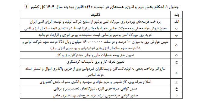 نقاط قوت و ضعف بخش برق و انرژی هسته‌ای در لایحه بودجه کشور